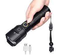 KHTO Super Light LED XHP100 XHP 90,2 Lampe de poche Torche Puissante lampe à main USB rechargeable 26650/18650 zoomables Flash Light Torche tactique (XHP90.2,Package A)