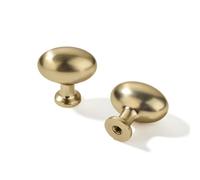 khtumeware Lot de 10 boutons d'armoire ovales en laiton brossé doré satiné de 35 mm pour tiroirs de commode