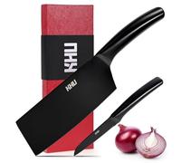 KHU 2 Pièces Couteau de Chef 6.9 pouces à viande de cuisine Set de couteaux Couteau à hacher Couteau d'office, Coffret cadeau de cuisine pour la famille et le restaurant