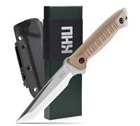 KHU Couteau à lame fixe Couteau de survie bushcraft - Acier 420HC Nylon Plastique poignée, Outdoor Pêche Camping Accessoires - Avec étui Kydex - 23A