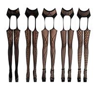 KHUFUZI Pack de 5 styles pour femmes Bas Lingerie Stretch Black Fashion jarretelle Cadeaux serrés pour petite amie