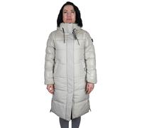 Khujo Desna Manteau D'Hiver pour Femmes Matelassé Veste Parka Long Blanc Beige