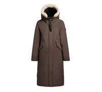 khujo Manteau d'hiver chaud pour femme avec col en fourrure synthétique sur la capuche, cordon de serrage à la taille et bande de protection magnétique Agneta-YM XS-XXL, Taupe pierre, S