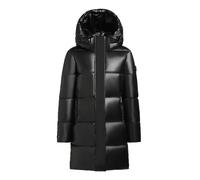 khujo Manteau d'hiver pour femme aspect brillant - Manteau matelassé chaud et imperméable avec capuche amovible Haya Shiny-YM XS à XXL, Noir , L