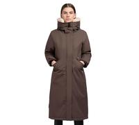 khujo Manteau d'hiver chaud pour femme avec col en fourrure synthétique sur la capuche, cordon de serrage à la taille et bande de protection magnétique Agneta-YM XS-XXL, Taupe pierre, S