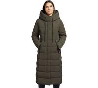 Khujo Tynse Damen Manteau D'Hiver Matelassé Long Parka Veste Vert Foncé