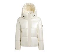 khujo Veste d'hiver chaude à capuche pour femme, courte, aspect brillant, avec capuche amovible Devina Shiny-YM XS-XXL, Blanc cassé., S