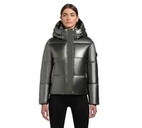 khujo Veste d'hiver chaude à capuche pour femme, courte, aspect brillant, avec capuche amovible Devina Shiny-YM XS-XXL, Gris, S