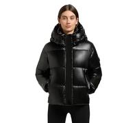 khujo Veste d'hiver chaude à capuche pour femme, courte, aspect brillant, avec capuche amovible Devina Shiny-YM XS-XXL, Noir , L