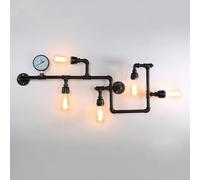 KhUkhu Applique Murale Industrielle en Forme De Tuyau d'eau, Lampe Murale Steampunk, Appliques À 5 Voies, Luminaire Mural, Lampes Murales Rétro Câblées pour Salon, Bar, Ferme