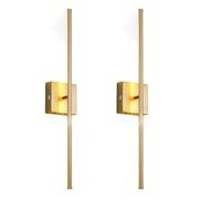 KhUkhu Applique Murale LED Rotative À 360 ° À Piles, Rechargeable par USB-C, sans Fil, avec Télécommande, 3 Températures De Couleur, Intensité Variable,d'or,2 Packs