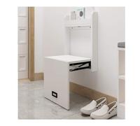 KhUkhu Banc à chaussures d'entrée pliable - Tabouret mural à langer en bois massif - Tabouret à chaussures moderne - Support en métal tamponné - Support de siège - C