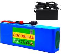KHUKHU Batterie Lithium-ION 48 V 30 Ah - Rechargeable et étanche, avec Chargeur for Applications électriques, Prise T