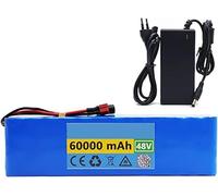 KHUKHU Batterie Lithium Rechargeable 48 V 60 Ah 13S3P for vélo électrique avec BMS et Chargeur XT60 54,6 V 2 A, Prise Anderson.