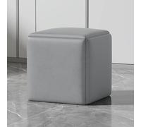 KhUkhu Canapé-Chaise Gigogne Cube 5 en 1, Tabourets Empilables, Pouf Carré en Tissu Technologique, Repose-Pieds avec roulettes Pivotantes pour Salon, Salle À Manger,Light Gray,35CM