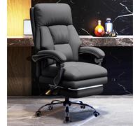 KHUKHU Chaise de Bureau Confortable avec Repose-Pieds, Dossier Haut, inclinable, pivotante, en Cuir synthétique, idéale for Le Travail à Domicile