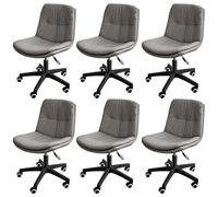 KHUKHU Chaise de Bureau Ergonomique en Cuir PU, Hauteur réglable, Soutien Lombaire, siège Roulant for Bureau, étude et Autres activités(Set of 6)