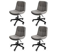 KHUKHU Chaise de Bureau Ergonomique en Cuir PU, Hauteur réglable, Soutien Lombaire, siège Roulant for Bureau, étude et Autres activités(Set of 4)