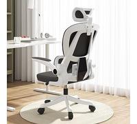 KHUKHU Chaise de Bureau Ergonomique en Maille, Dossier Haut, roulettes et Appui-tête réglables(Black White)