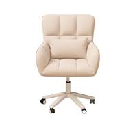 KHUKHU Chaise de Bureau Ergonomique en Velours Moderne, réglable, avec accoudoirs rembourrés, Grand siège for Chambre Coucher(Beige)