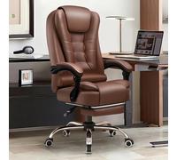 KHUKHU Chaise de Bureau exécutive à Dossier Haut, réglable, pivotante, en Cuir PU, for Ordinateur de Bureau de Grande Taille(Brown)