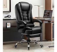 KHUKHU Chaise de Bureau exécutive à Dossier Haut, réglable, pivotante, en Cuir PU, for Ordinateur de Bureau de Grande Taille(D)