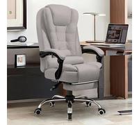 KHUKHU Chaise de Bureau exécutive à Dossier Haut, réglable, pivotante, en Cuir PU, for Ordinateur de Bureau de Grande Taille(Grey)