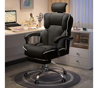KHUKHU Chaise de Bureau exécutive avec Repose-Pieds, Dossier Haut, for Jeux vidéo, Grande et Haute, inclinable, en Cuir PU Blanc(Black White)