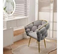 KHUKHU Chaise de Coiffeuse, Chaise d'appoint rembourrée for Salon, Maquillage Chambre Coucher, Bureau Domicile avec accoudoirs arrière, canapé Salon Loisirs Milieu du siècle(Gray)