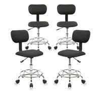 KHUKHU Chaise de dessinateur avec Dossier, Repose-Pieds réglable en Hauteur, Tabouret Roulant à roulettes, Coussin d'assise épais, for Cuisine, Bar, Maison(Square Back,4PK)