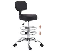 KHUKHU Chaise de dessinateur avec Dossier, Repose-Pieds réglable en Hauteur, Tabouret Roulant à roulettes, Coussin d'assise épais, for Cuisine, Bar, Maison(Square Backrest,1PK)