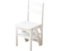 KhUkhu Chaise Échelle De Bibliothèque Pliante en Bois, Escabeau Multifonctionnel Portable Léger 2 en 1, Escabeau À Double Usage À 4 Marches, Présentoir,C