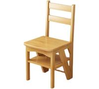KhUkhu Chaise Échelle De Bibliothèque Pliante en Bois, Escabeau Multifonctionnel Portable Léger 2 en 1, Escabeau À Double Usage À 4 Marches, Présentoir,B
