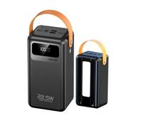 KhUkhu Chargeur Portable 80 000 Mah, Grande Batterie Externe PD22,5 W, Charge Rapide, Câbles Intégrés, 4 Sorties Et 2 Entrées, pour Camping Et Voyage,Noir,80000mAh