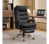 KHUKHU Fauteuil de Bureau exécutif à Dossier Haut, Confortable, pivotant, avec Repose-Pieds et Fonction Gaming(Black)