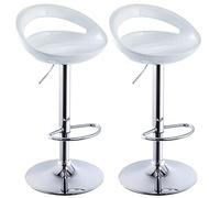KHUKHU Lot de 2 tabourets de Bar ABS Blancs réglables et pivotants for îlot de Cuisine et pub(White)