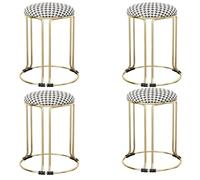 KhUkhu Lot De 4 Tabourets Empilables en Métal Rembourrés pour Bar, Cuisine, Salon, Bureau, Tapis Antidérapant, Chaises De Salle À Manger Peu Encombrantes,C