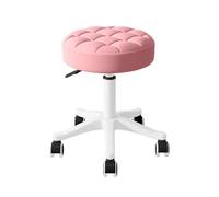 KHUKHU Petite Chaise de Bureau Ronde à roulettes, Confortable, sans accoudoirs, en Cuir synthétique, pivotante et réglable en Hauteur, idéale for Le Travail ou Le Spa(Pink,1 Without backrest)