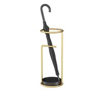 KhUkhu Porte-Parapluie Minimaliste doré, Porte-Parapluie Rond Nordique pour entrée avec bac d'égouttage et Crochet, Support de Rangement pour bâtons de Ski et Clubs de Golf