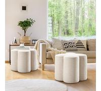KHUKHU Pouf en Velours, Petit Tabouret de Coiffeuse, Pouf Moderne, Repose-Pieds for canapé, Repose-Pieds à Fleurs for Salle de Maquillage, entrée et Salon(Set of 2)