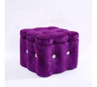 KhUkhu Pouf Ottoman Repose-Pieds, Repose-Pieds De Rangement Carré Repose-Pieds en Bois Européen Salon Chambre Étude Petit Banc,Violet