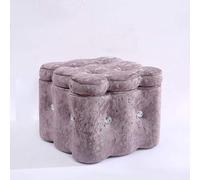 KhUkhu Pouf Ottoman Repose-Pieds, Repose-Pieds De Rangement Carré Repose-Pieds en Bois Européen Salon Chambre Étude Petit Banc,Gris