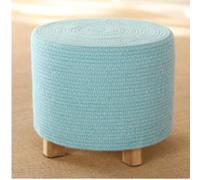 KhUkhu Poufs Repose-Pieds en Fil De Coton Repose-Pieds Ronds Tabouret À Chaussures Poufs pour La Chambre Poufs pour Le Salon,Bleu,40x31cm