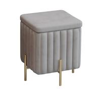 KhUkhu Repose-Pieds Capitonné avec Pieds en Métal, Coffre Rembourré avec Couvercle, Banc Ottoman De Rangement en Velours De Luxe, Banc De Bout De Lit pour L'entrée du Salon,Gris