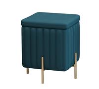 KhUkhu Repose-Pieds Capitonné avec Pieds en Métal, Coffre Rembourré avec Couvercle, Banc Ottoman De Rangement en Velours De Luxe, Banc De Bout De Lit pour L'entrée du Salon,Peacock Blue