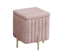 KhUkhu Repose-Pieds Capitonné avec Pieds en Métal, Coffre Rembourré avec Couvercle, Banc Ottoman De Rangement en Velours De Luxe, Banc De Bout De Lit pour L'entrée du Salon,Rose