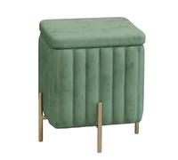 KhUkhu Repose-Pieds Capitonné avec Pieds en Métal, Coffre Rembourré avec Couvercle, Banc Ottoman De Rangement en Velours De Luxe, Banc De Bout De Lit pour L'entrée du Salon,Vert