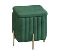 KhUkhu Repose-Pieds Capitonné avec Pieds en Métal, Coffre Rembourré avec Couvercle, Banc Ottoman De Rangement en Velours De Luxe, Banc De Bout De Lit pour L'entrée du Salon,Dark Green