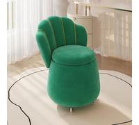 KhUkhu Repose-Pieds De Rangement 60 Cm De Haut en Velours pour Coiffeuse, Pouf, Tabouret De Canapé, Chaise De Luxe avec Dossier Haut pour Chambre À Coucher, Salon, Coiffeuse,Vert,with Wheels
