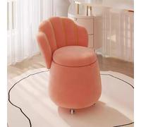 KhUkhu Repose-Pieds De Rangement 60 Cm De Haut en Velours pour Coiffeuse, Pouf, Tabouret De Canapé, Chaise De Luxe avec Dossier Haut pour Chambre À Coucher, Salon, Coiffeuse,Orange,with Wheels